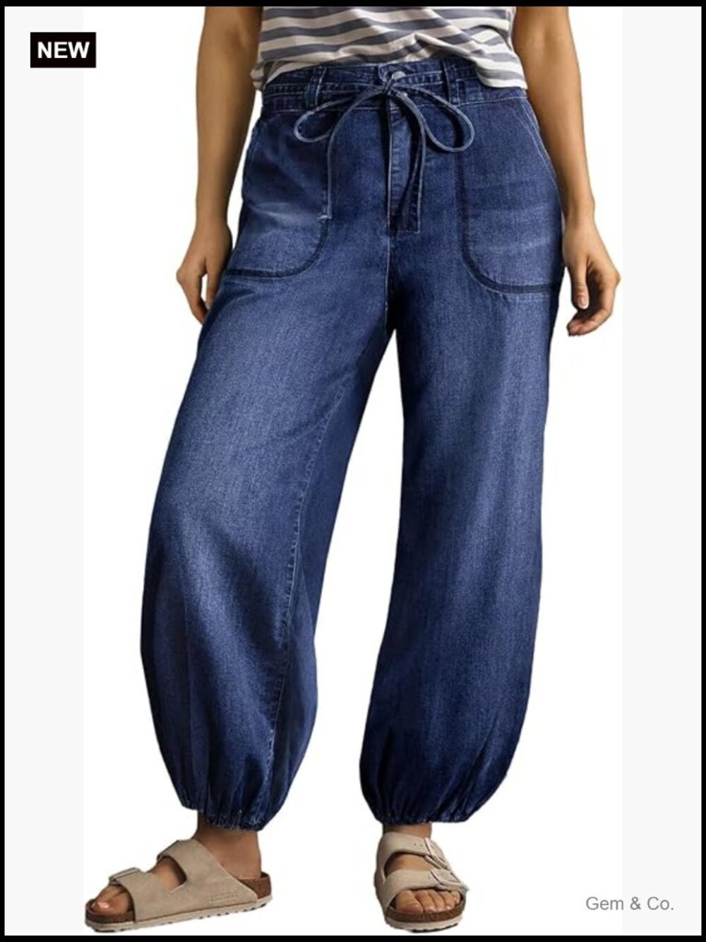 High Waisted Baggy Wide Leg Stretchy Harem Denim Jeans